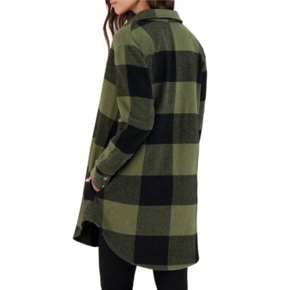 Bb Dakota Steve Madden Oversized Plaid Shirt Jacket Size S Green & Black - Picture 2 of 10